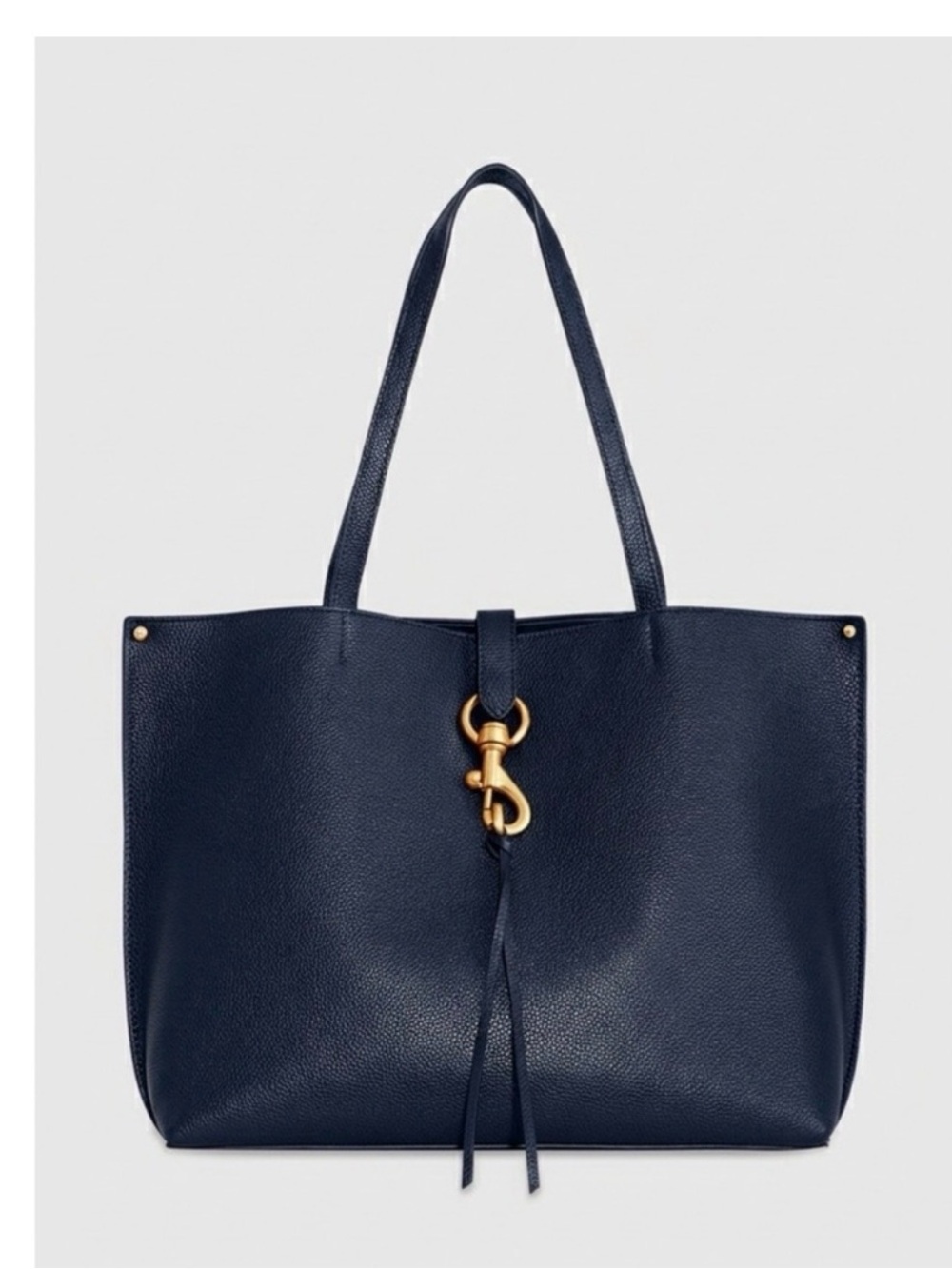 Rebecca Minkoff Navy Pebbled Leather Tote with Gold Hook